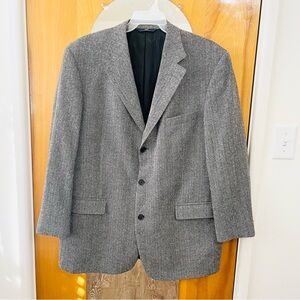 BROOKS BROTHERS 346 Mens 46L Suit Coat Blazer 100% Wool Gray Tweed Herringbone